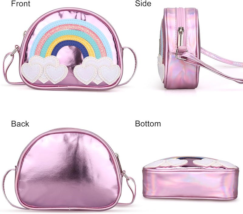 Dksyee Cute Leather Rainbow Crossbody Bag for Little Girls - Image 5